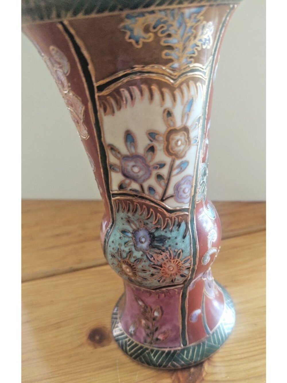 Vintage Maruni Japan hand Painted Floral Vase 6 1/4" Gold Gilded - Picture 7 of 15